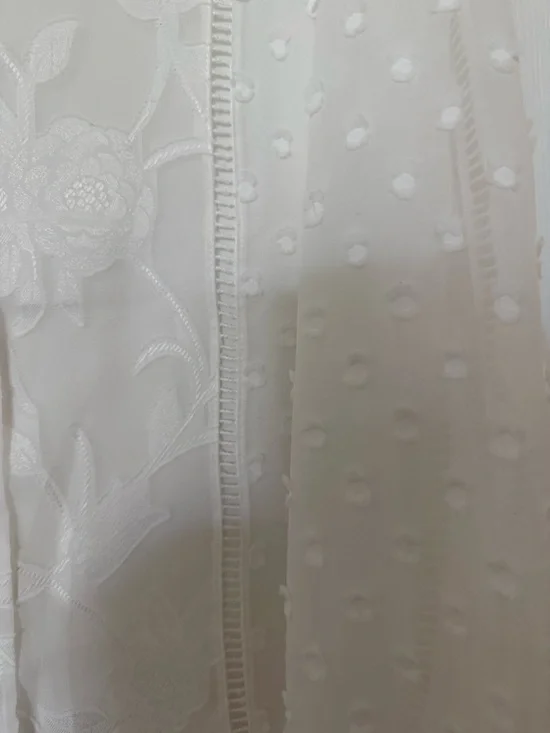 White House Black Market White Embroidered Swiss Dot Button-Front Blouse - Picture 3 of 7